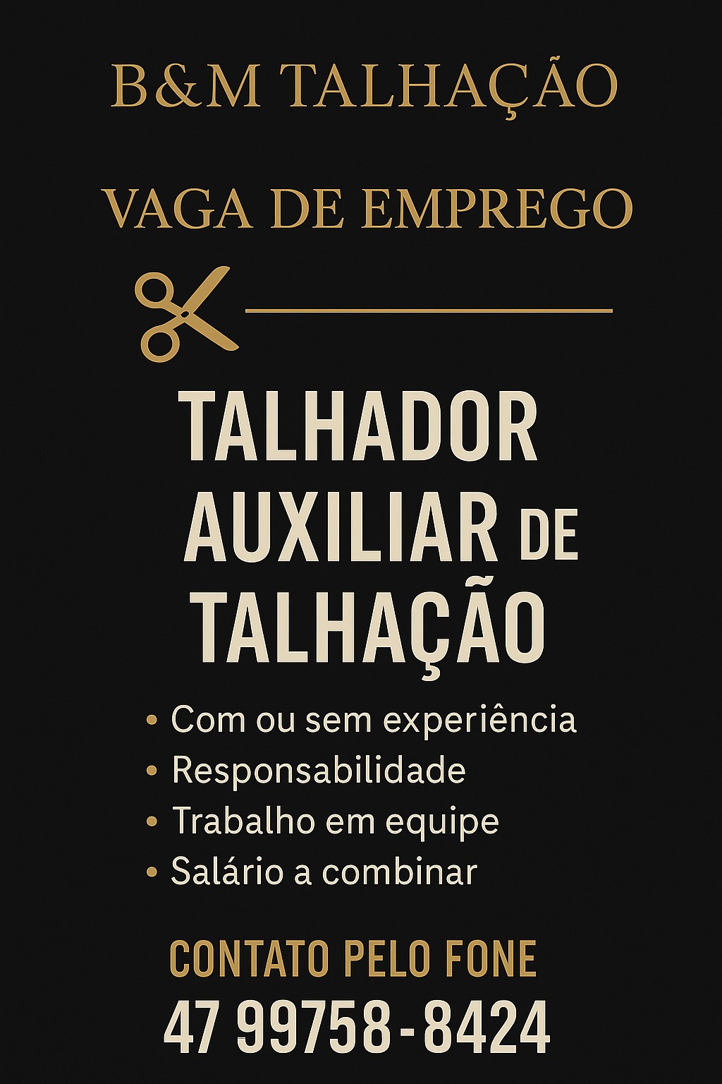 B&M Talhação contrata profissionais para equipe de talhadores