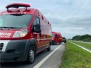 Bombeiros Voluntários de Ilhota atendem grave acidente de moto na BR-470
