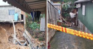 Bombeiros isolam área e evacuam residências após deslizamento em Braço do Norte mudanças