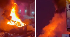 Casa de festas é destruída por incêndio durante a realização de um casamento no Centro de Joinville