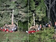Mulher morre após caminhonete cair em barranco de 50 metros em Concórdia