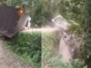 Carreta tomba em ‘câmera lenta’ em barranco de SC