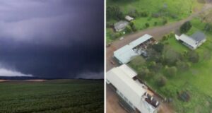 Tornado é confirmado em Campo Erê e imagens revelam rastro de destruição após tempestade
