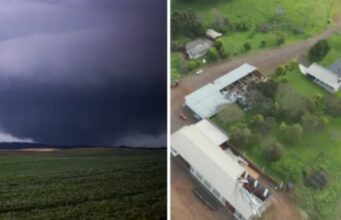 Tornado é confirmado em Campo Erê e imagens revelam rastro de destruição após tempestade