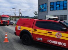 Motorista tenta apagar fogo com extintor, mas veículo é atingido pelas chamas em Gaspar
