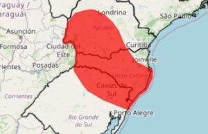 Inmet mantém alerta vermelho para temporais em 708 municípios do Sul