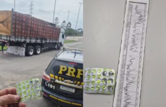 Caminhoneiro é preso em SC após dirigir por 23 horas sem descanso e atingir 150 km/h na BR-101