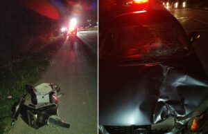 Mãe e filho ficam feridos em colisão entre carro e veículo elétrico na BR-470, em Gaspar